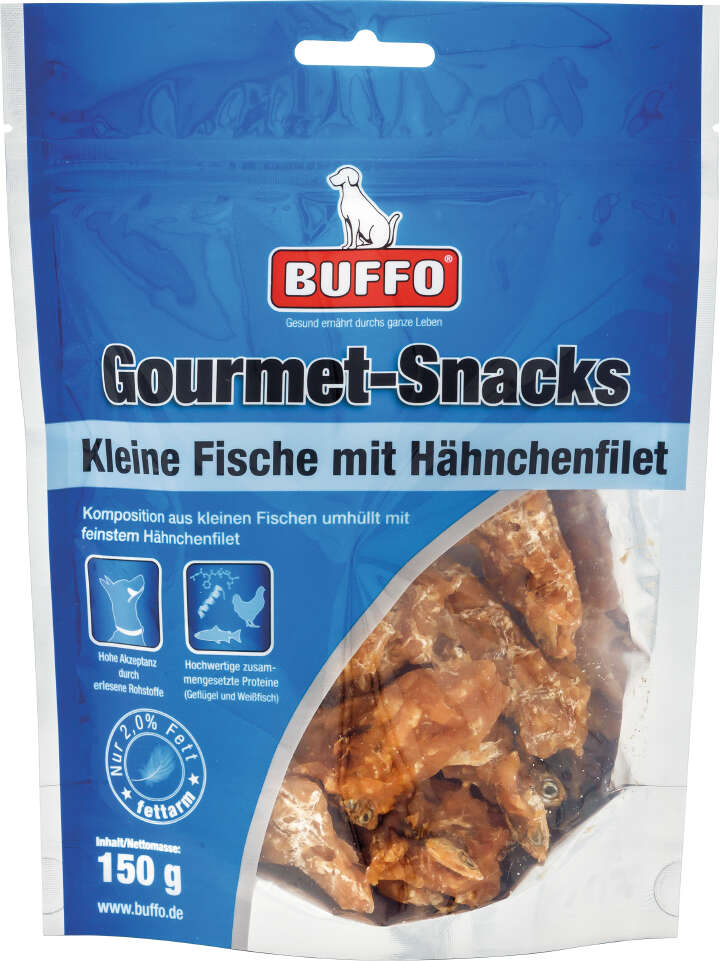 BUFFO Gourmet-Snacks Kleine Fische mit Hähnchenfilet 150 g